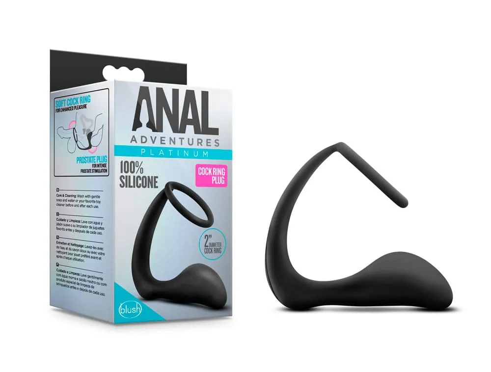 BL-11245 Anal Adventures – Platinum – Cock Ring Plug – Black